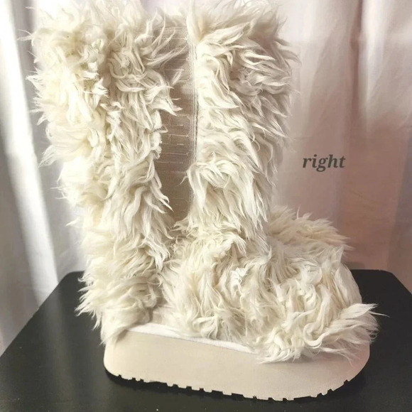 UGG WHITE FLUFF MOMMA SUGAR FAUX FUR PLATFORM BOOTS, US 5/ EUR 36 NEW - Picture 8 of 11